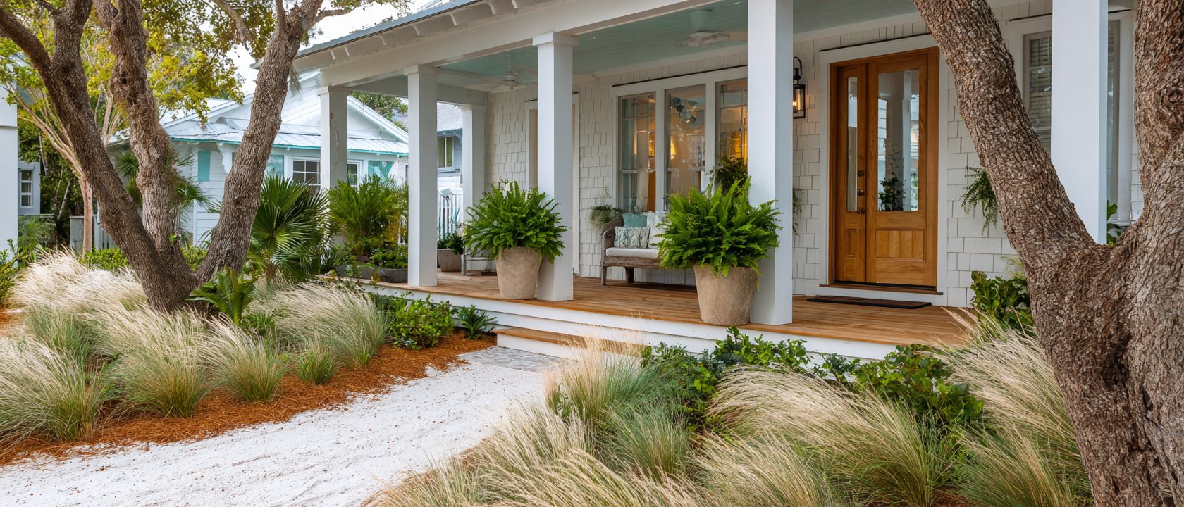 Well-prepared Northwest Florida home with inviting front entry before a buyer showing.